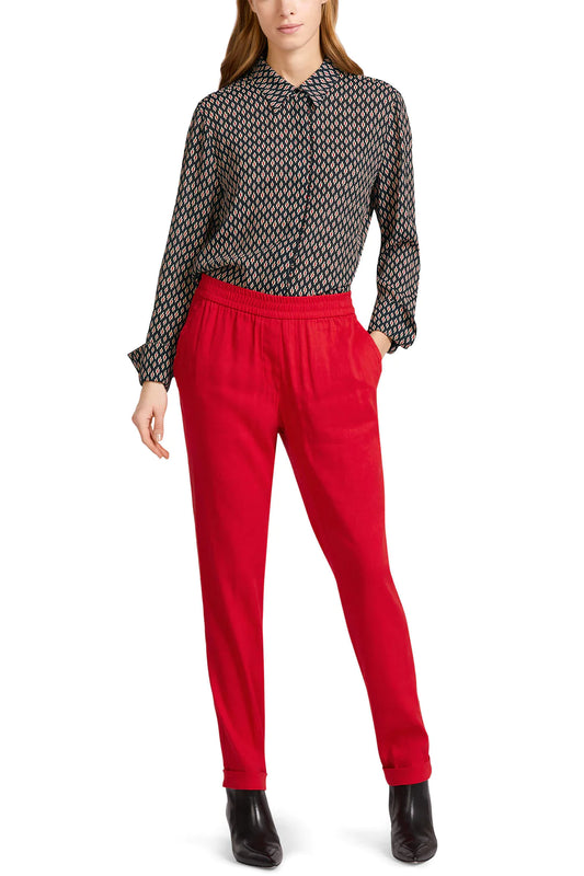 Red Linen Blend Trousers